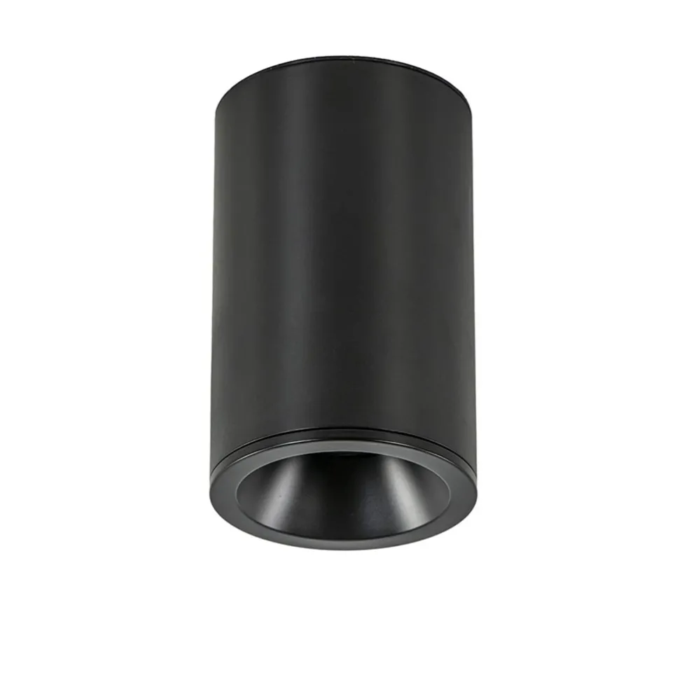 Mat zwarte opbouwspot rond IP54 badkamer/buiten