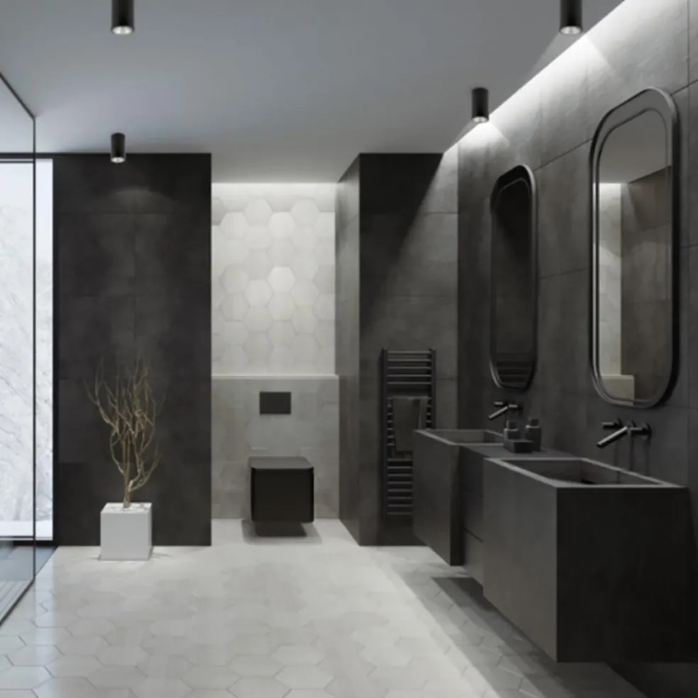 Mat zwarte opbouwspot rond IP54 badkamer/buiten