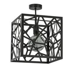 Mat zwarte plafondlamp metaal met vierkante kap