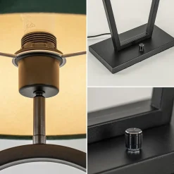 Mat zwarte tafellamp met kap velours groen