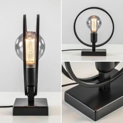 Mat zwarte tafellamp Rudra L&L