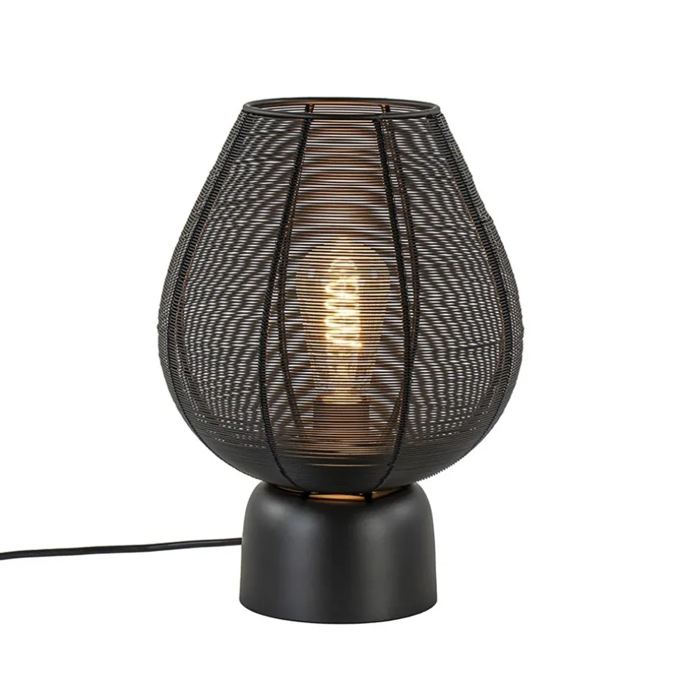 Mat zwarte tafellamp Suneko Light and Living