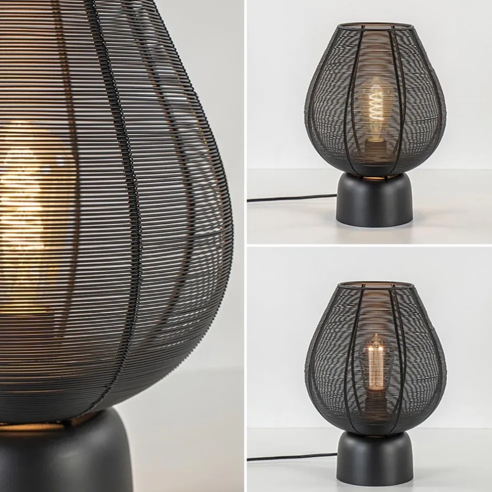 Mat zwarte tafellamp Suneko Light and Living