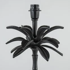 Mat zwarte vloerlamp Armata met palmbladeren