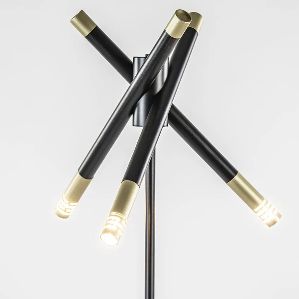 Mat zwarte vloerlamp G9 met gouden accenten