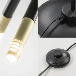 Mat zwarte vloerlamp G9 met gouden accenten