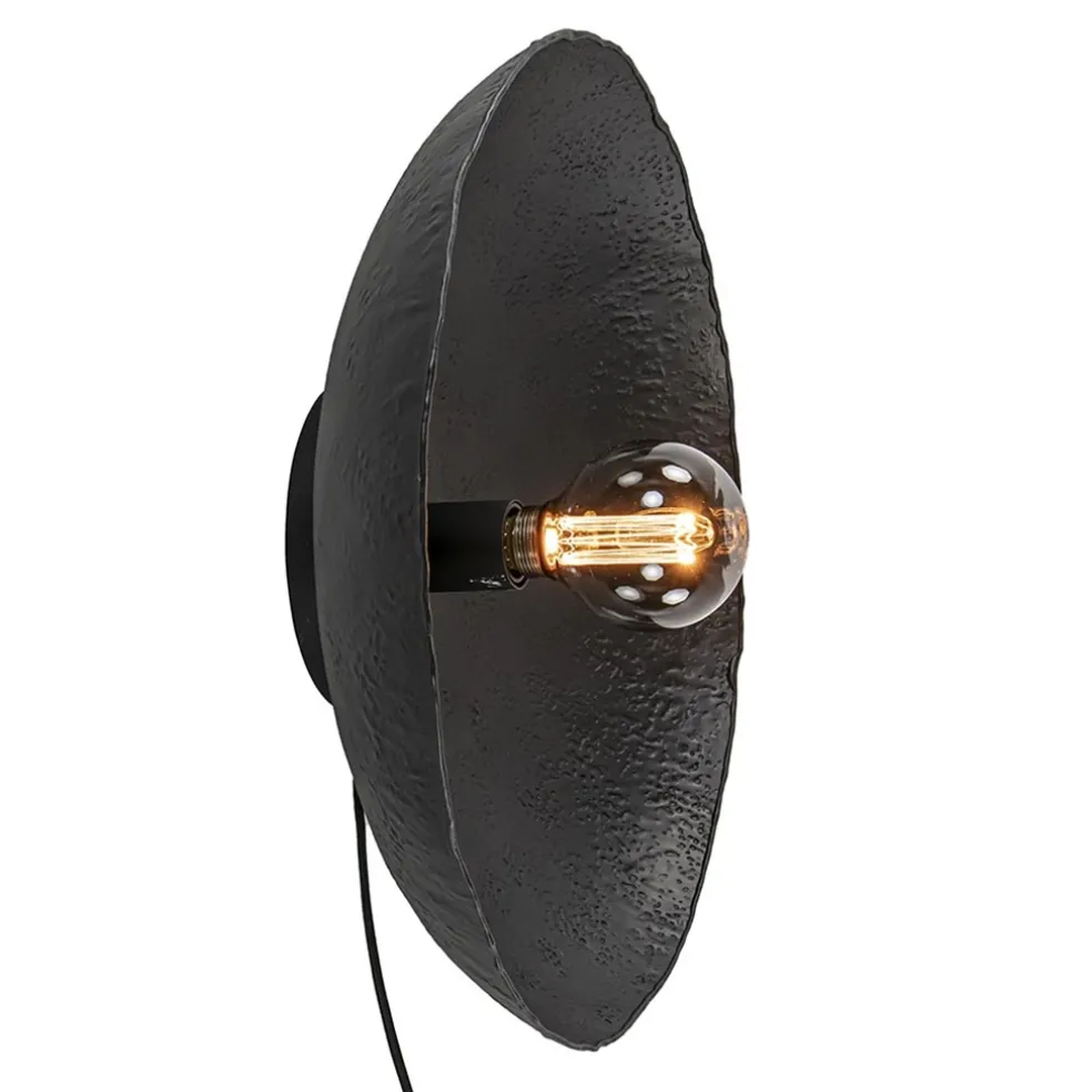 Mat zwarte wandlamp Neva inclusief snoer