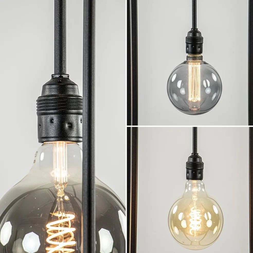 Metalen design vloerlamp zwart frame rechthoek