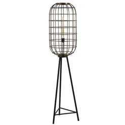 Metalen kooi vloerlamp oud-brons L&L