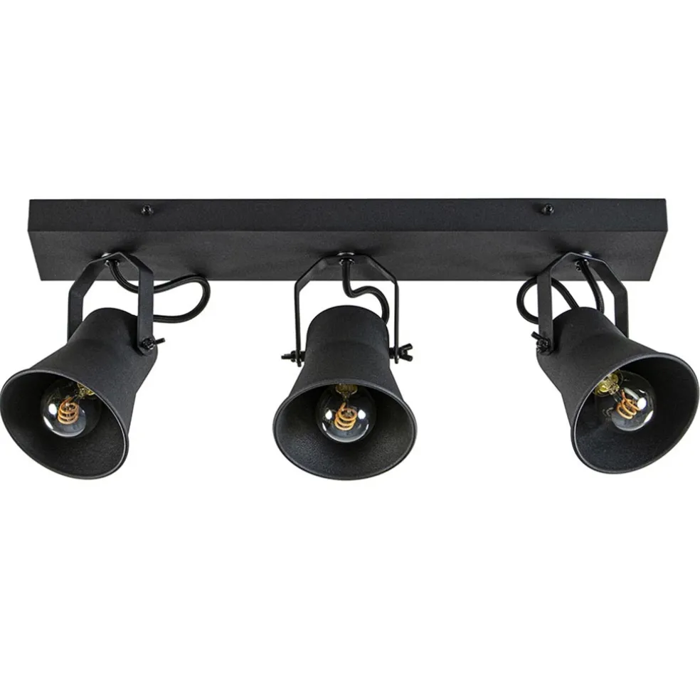 Metalen 3-l plafondlamp mat zwart verstelbaar