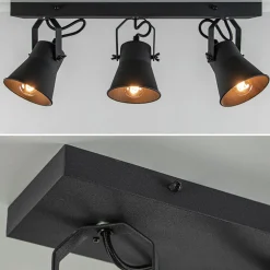 Metalen 3-l plafondlamp mat zwart verstelbaar