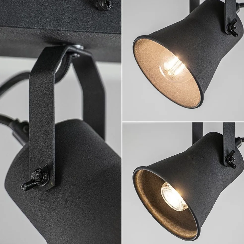 Metalen 3-l plafondlamp mat zwart verstelbaar