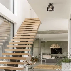 Metalen plafondlamp antiek zwart