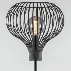 Modern zwarte vloerlamp met draad kap