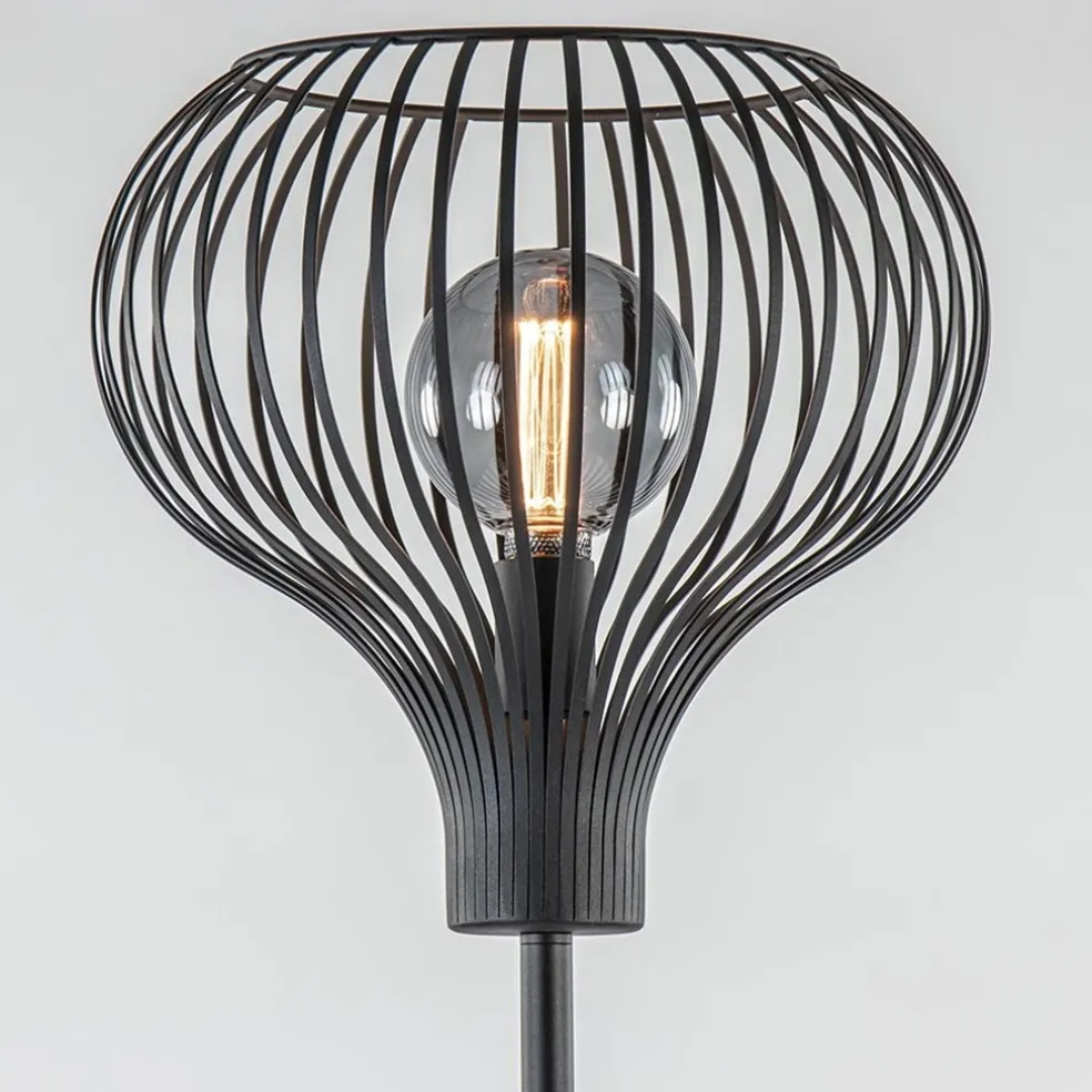 Modern zwarte vloerlamp met draad kap