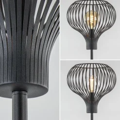Modern zwarte vloerlamp met draad kap