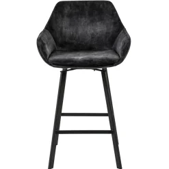 Moderne barkruk met draaibare zitting velvet antraciet