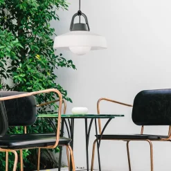 Moderne buitenlamp hang antraciet met wit IP65