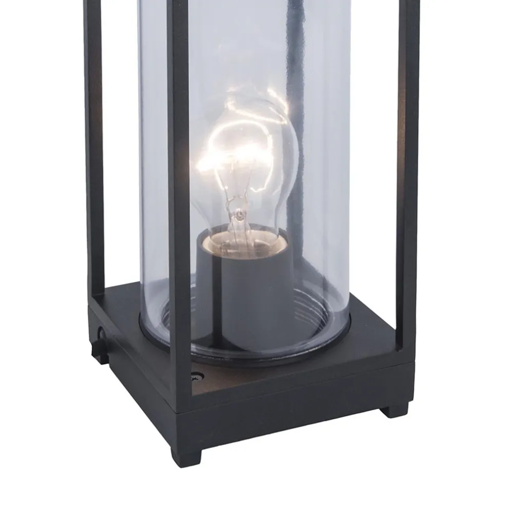Moderne buitenlamp tafel zwart aluminium met helder glas