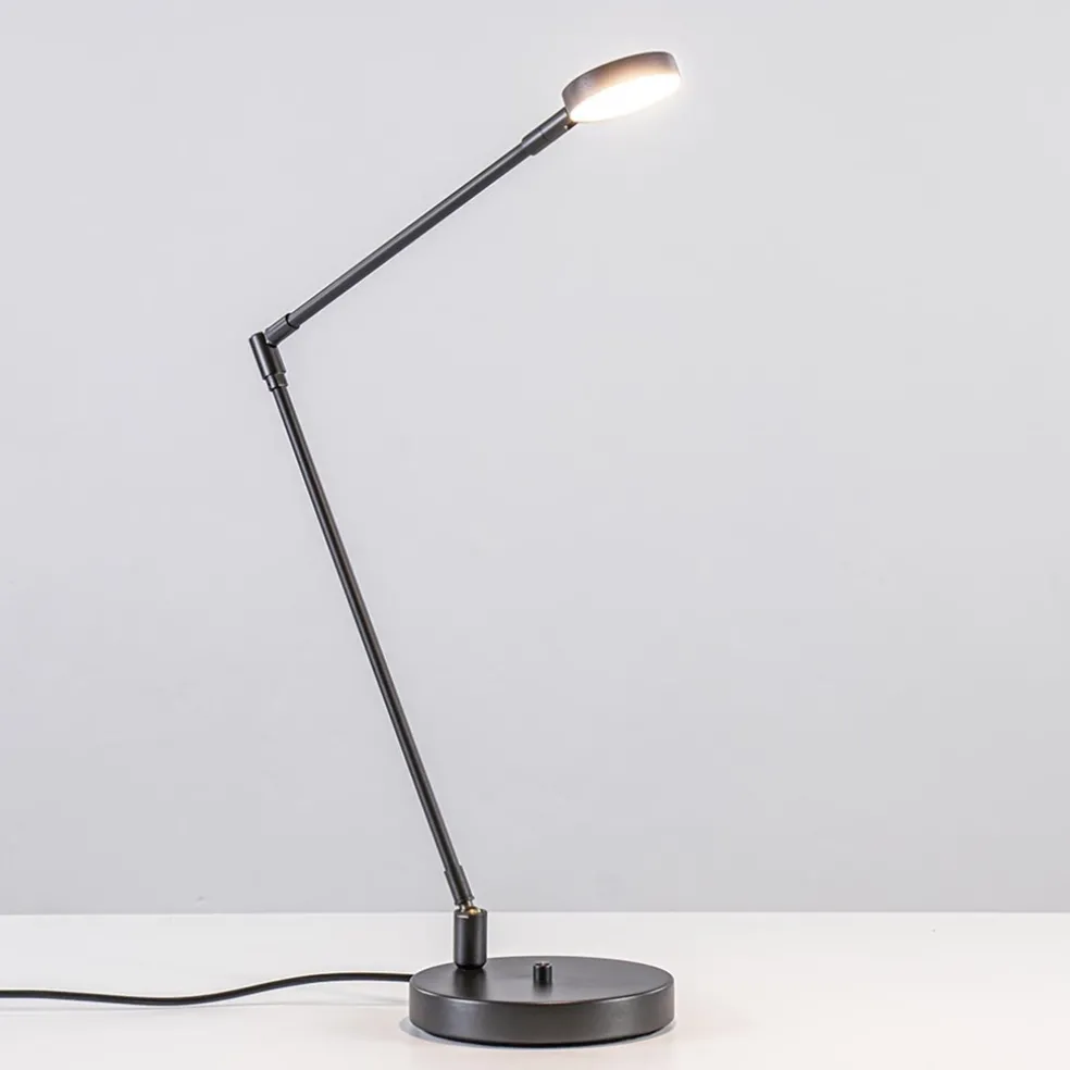 Moderne bureaulamp zwart staal met dimbaar LED