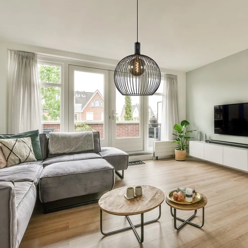 Moderne draad hanglamp mat zwart 50 cm