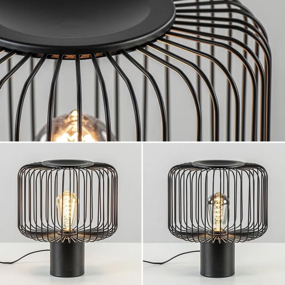 Moderne draad tafellamp mat zwart