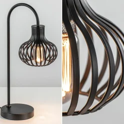 Moderne draad tafellamp onion mat zwart