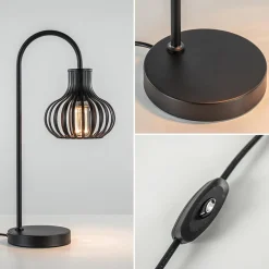 Moderne draad tafellamp onion mat zwart