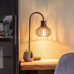 Moderne draad tafellamp onion mat zwart