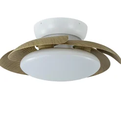 Moderne LED plafondventilator wit met houten bladen