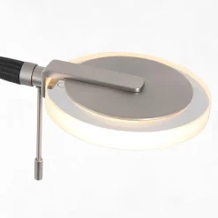 Moderne LED uplighter staal met helder glas en leesarm