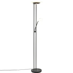 Moderne LED vloerlamp met uplighter en leeslamp mat zwart