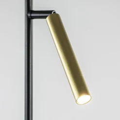 Moderne LED vloerlamp zwart met gouden spot