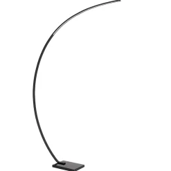 Moderne LED vloerlamp zwart met zwart marmer