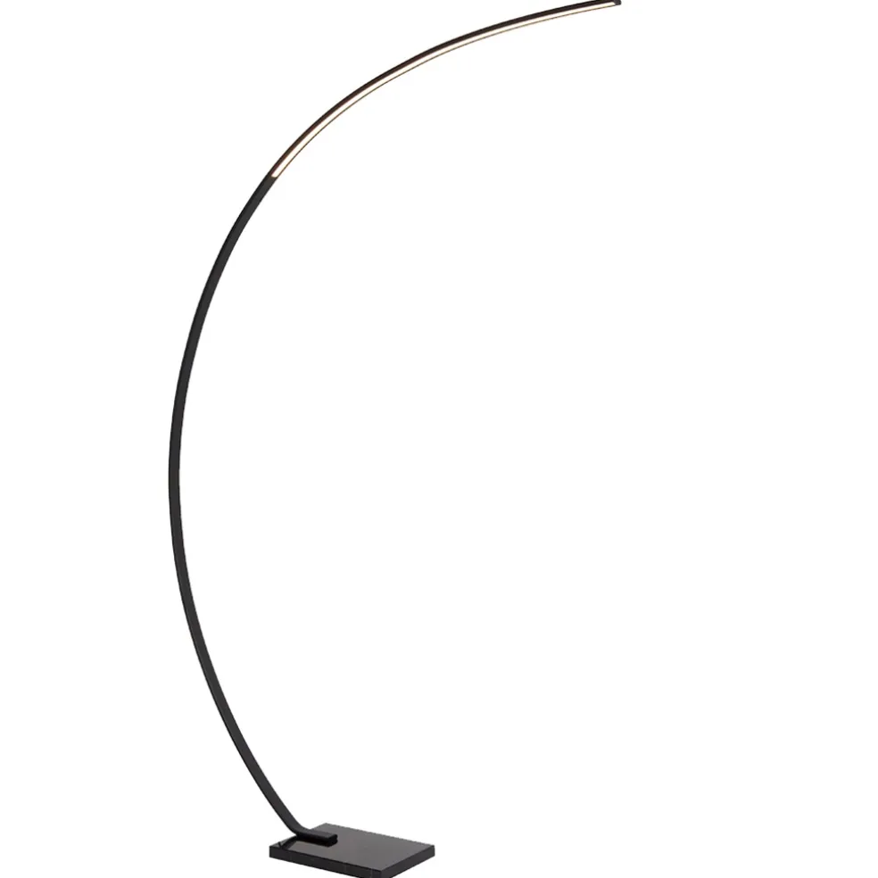 Moderne LED vloerlamp zwart met zwart marmer