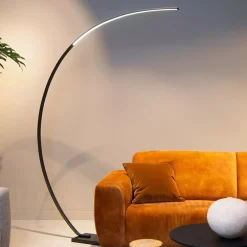 Moderne LED vloerlamp zwart met zwart marmer