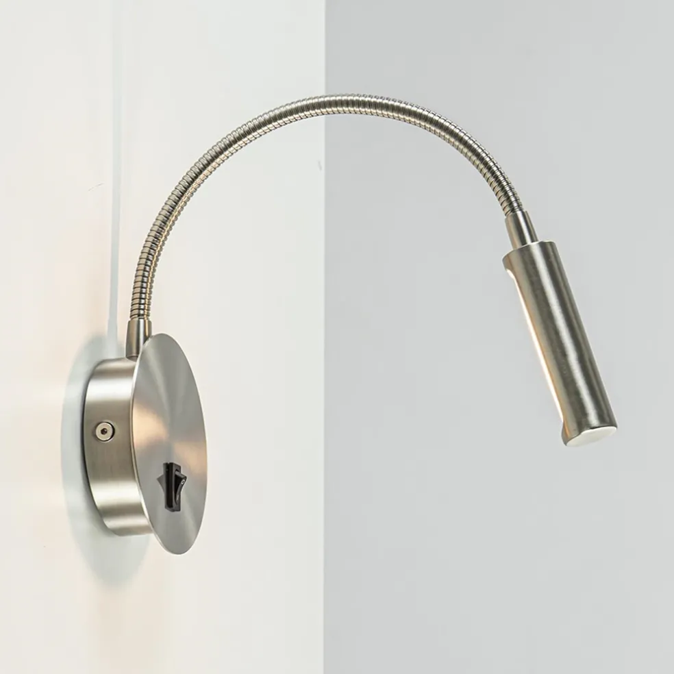 Moderne LED wandlamp nikkel met flexibele arm