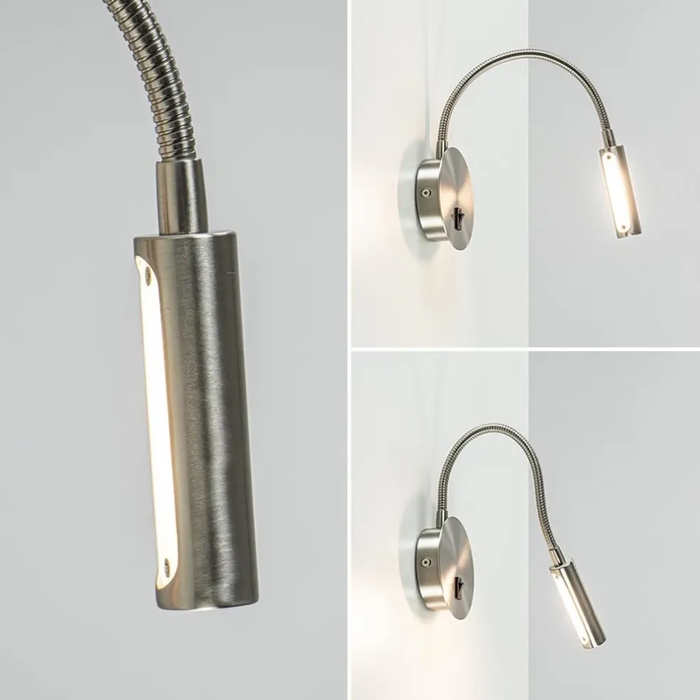 Moderne LED wandlamp nikkel met flexibele arm