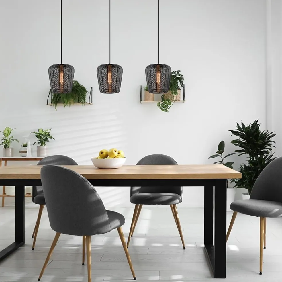 Moderne 3-lichts eettafelhanglamp Adeta mat zwart