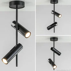 Moderne 2-lichts opbouwspot zwart verstelbaar