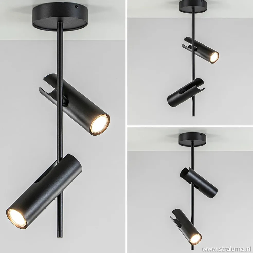 Moderne 2-lichts opbouwspot zwart verstelbaar