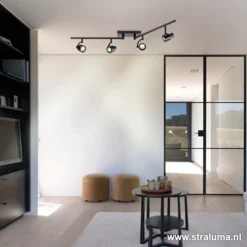 Moderne opbouwspot mat zwart 4-lichts