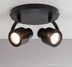 Moderne plafondspot mat zwart 2-lichts