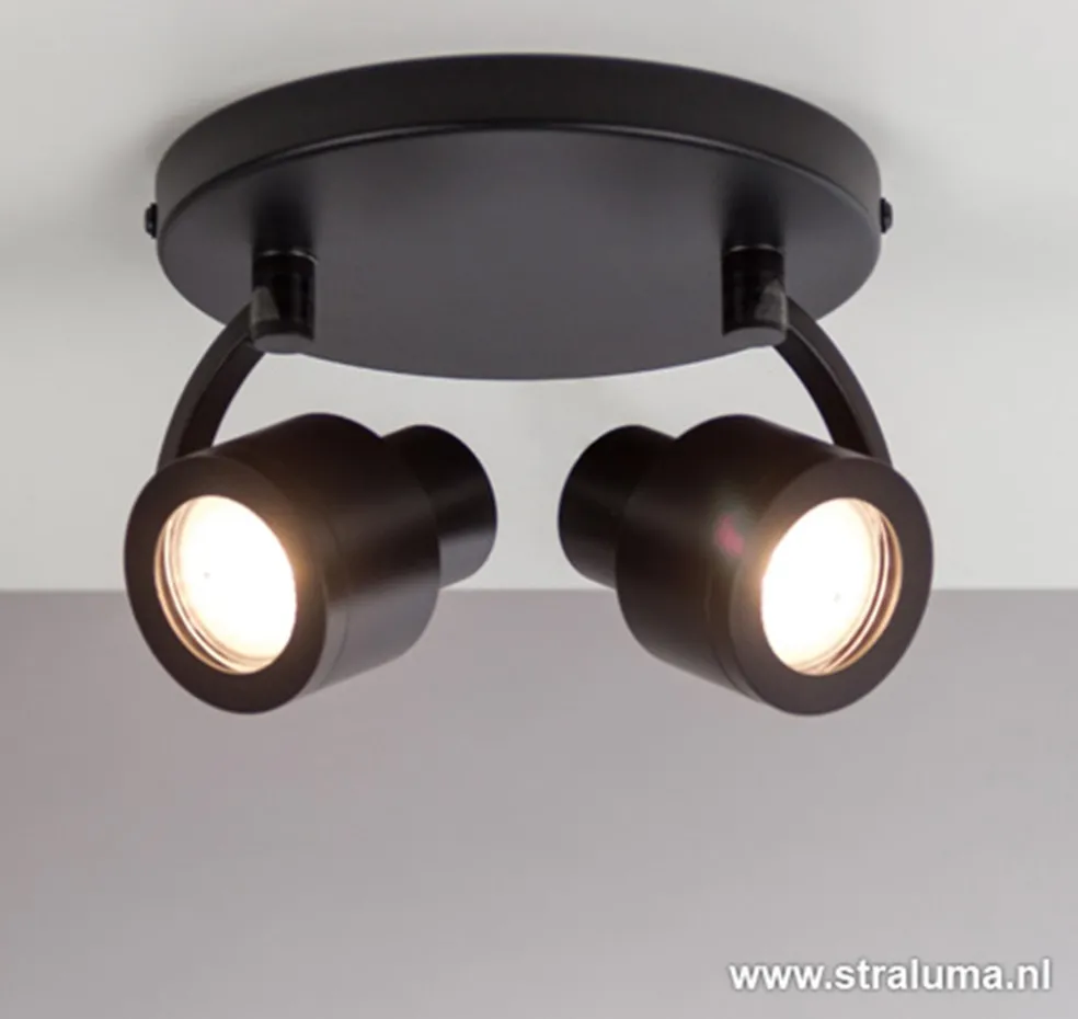 Moderne plafondspot mat zwart 2-lichts
