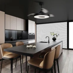 Moderne plafondventilator zwart met dimbaar LED