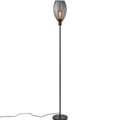 Moderne staande lamp met draad kap mat zwart