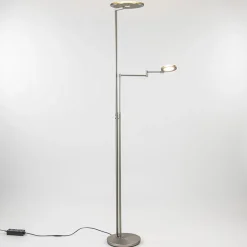 Moderne vloerlamp uplighter staal met smoke glas