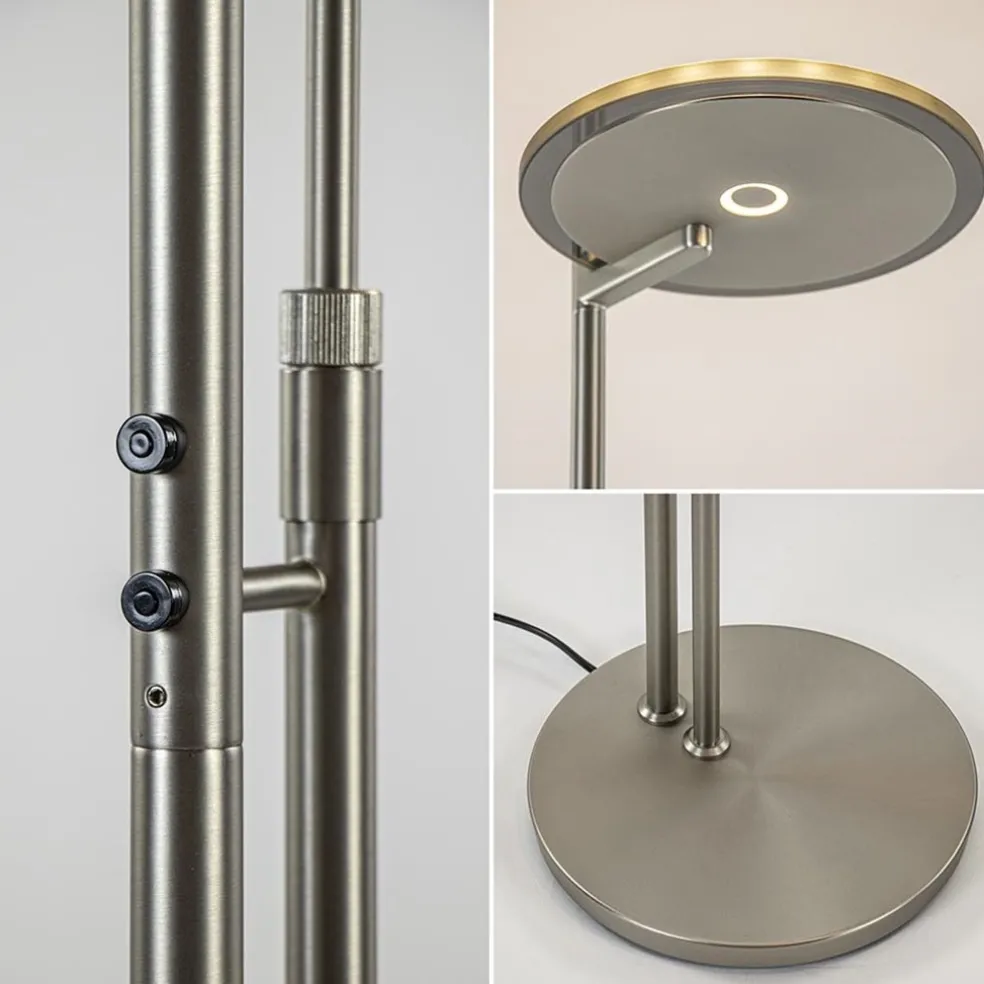 Moderne vloerlamp uplighter staal met smoke glas