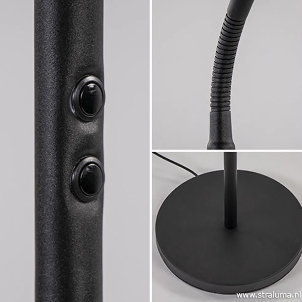 Moderne vloerlamp zwart met dimbaar LED