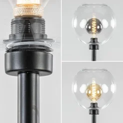 Moderne vloerlamp zwart met helder glazen kap